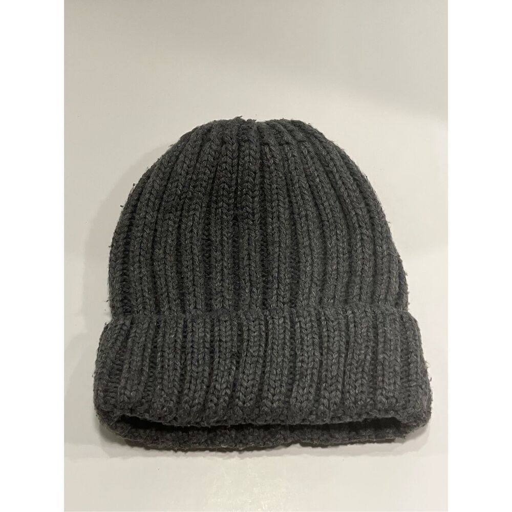 Gray Knit Men’s Beanie Hat OS Adult